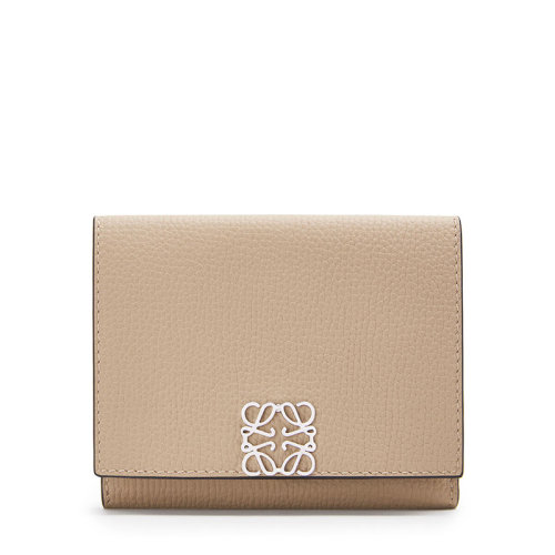 LOEWE/罗意威  女士沙色卵石纹小牛皮按扣三折钱包0010593861