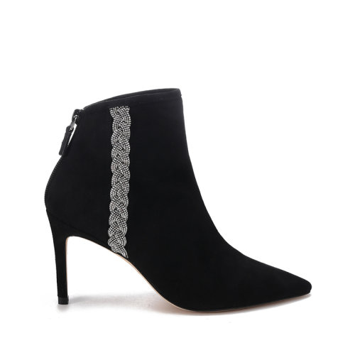 Stuart Weitzman/斯图尔特韦茨曼【22春夏新款】 女士绒面革/织物尖头高跟鞋靴子短靴编织装饰 ADDISON 85 BOOTIE