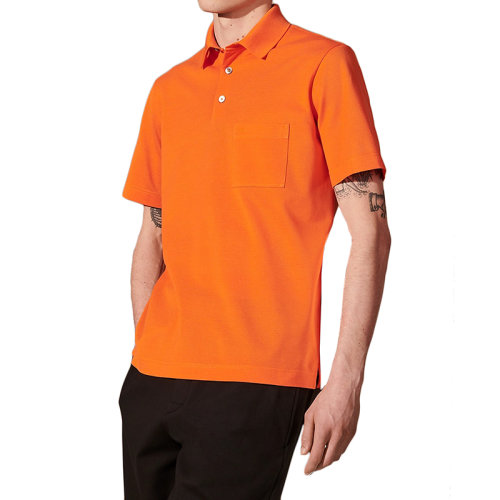 HERMES/爱马仕 22年秋冬新款 男士橙色纯棉H字刺绣短袖Polo衫H072325HA30XS