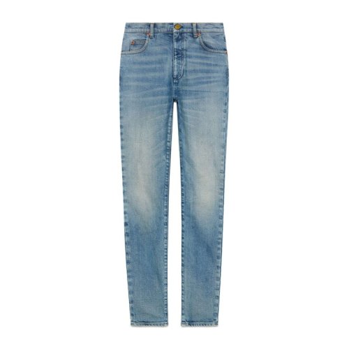 GUCCI 古驰  女装 服装 浅蓝色棉质牛仔直筒修身长裤 女士牛仔裤裤装