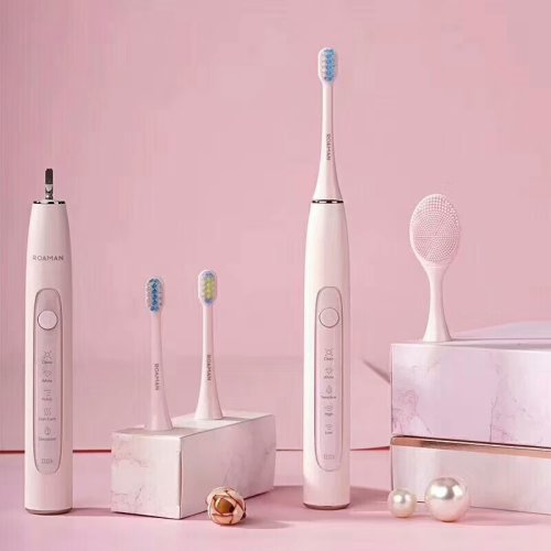 ROAMAN/罗曼 T10 成人情侣款感应式充电家用防水 洁面+洁齿二合一 樱花粉/北欧蓝