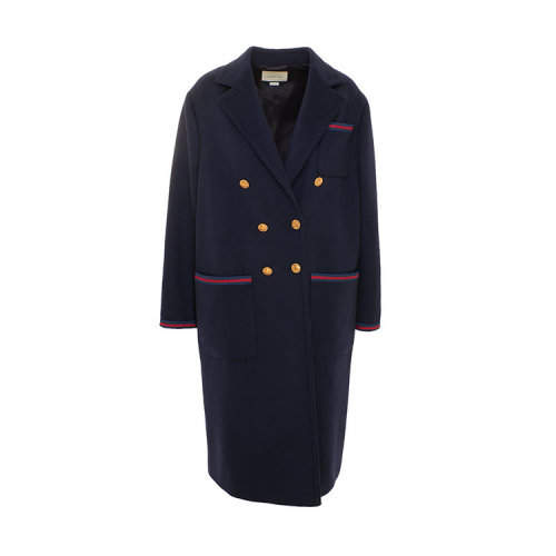 GUCCI/古驰  双排钮扣 羊毛 深蓝色 女士大衣 569916 ZHW03 4466