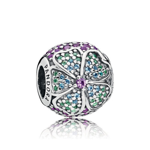 PANDORA/潘多拉 女士银色925银彩色水晶绚丽花开串珠 797067NRPMX