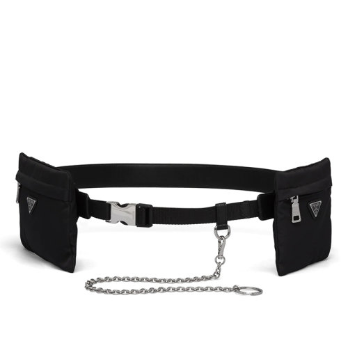 PRADA/普拉达  男士黑色摩洛哥皮革和三角形徽标的尼龙小包金属扣腰带30毫米2CM212_F0L_F0002