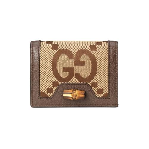  GUCCI古驰 22年秋冬 女士 饰超级双G图案Gucci Diana竹节卡片夹 658244 UKMBT 2572