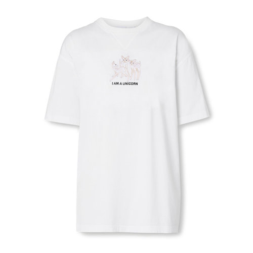 BURBERRY/博柏利刺绣鹿图案棉质宽松女士短袖T恤80429841