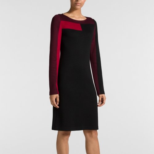 St.John/盛蔷黑色修身针织中长款女士连衣裙K11X082