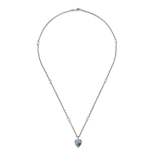  GUCCI古驰 22年秋冬 女士 互扣式双G珐琅爱心项链 645545 J89B4 8490