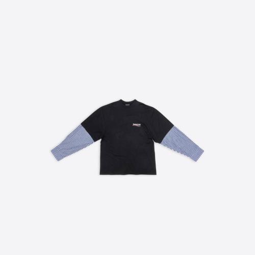 BALENCIAGA巴黎世家 22年春夏 男士 长袖T恤 Mens Political Campaign Layered T-shirt in Bla