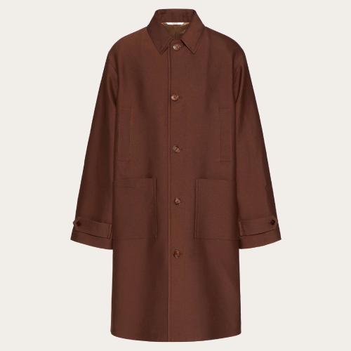  VALENTINO华伦天奴 22年秋冬 男士 大衣 MANTEAU DROIT EN LAINE ET COTON XV0CAF508E9K29