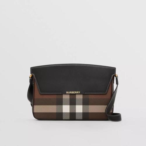  BURBERRY 22年秋冬 女士 Catherine - 格纹拼皮革肩背包 80611301