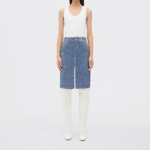  BV葆蝶家 22年秋冬 女士 半身裙 jupe en cuir imprime effet denim 715236V2BC04600