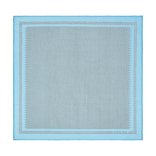HERMES/爱马仕 22年早春新款 45 H au Maillon系列 男士天蓝空/白色/灰色真丝方巾口袋巾H806245T09