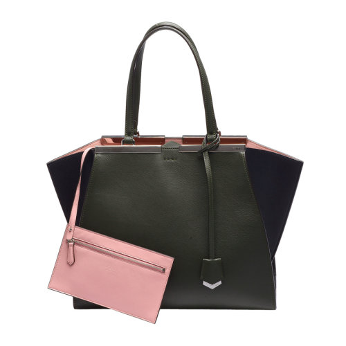 FENDI/芬迪 3JOURS系列女士牛皮拼接羊皮双手提按扣开合可拆卸内袋手提包单肩包子母包女包 8BH280-Z1P 多色可选