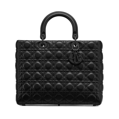 DIOR/迪奥 Lady Sior女士七格磨砂黑色小牛皮手提包 M0566SLOI_M989