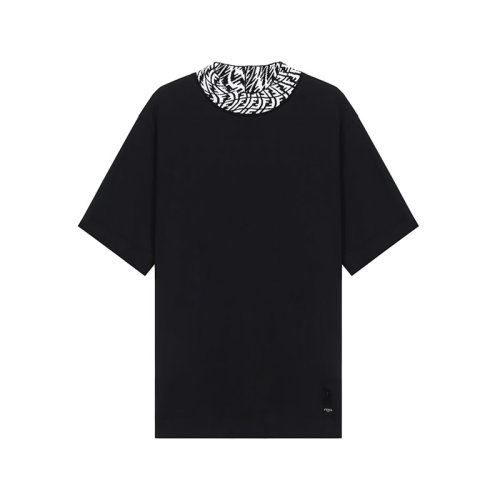 Fendi/芬迪 男士棉质经典双F字母徽标图案装饰圆领短袖上衣T恤FY1088 AGAK F0PA4