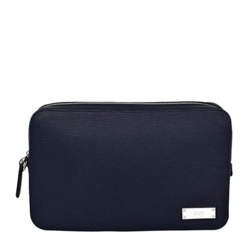 BALLY/巴利 男士深蓝色皮革金属徽标手拿包男包 6225444