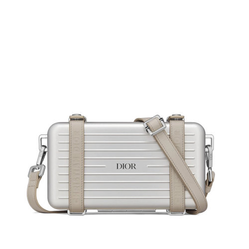 DIOR/迪奥 2020春夏新款RIMOWA限量合作款 男士米色铝拼接小牛皮斜挎单肩箱子包 2DRCA295YWT_H31E