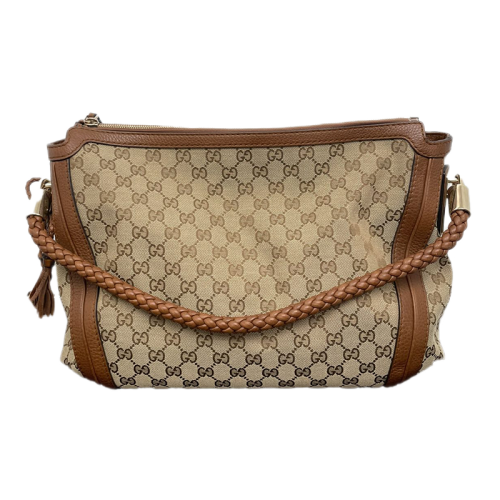 Gucci古驰 棕色经典老花腋下包 at 棕色 38*29*15