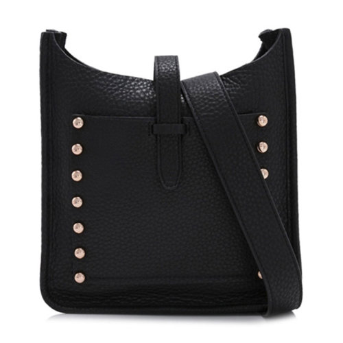 Rebecca Minkoff/瑞贝卡·明可弗 女士黑色粒面皮革铆钉装饰时尚简约单肩包斜挎包女包 HT26RULX92BLACK