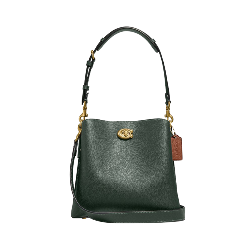 COACH 蔻驰  女士专柜款皮革WILLOW手提单肩包托特包墨绿色 C3766 B4SZG