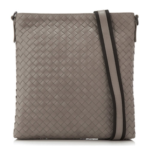 Bottega Veneta 宝缇嘉 男士灰色小牛皮经典编织单肩包
