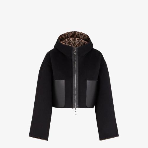  FENDI芬迪 22年春夏 女士 夹克 黑色双面穿羊毛夹克 FJ6993A5HDF0GME