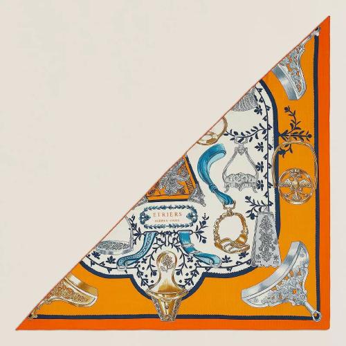  HERMES爱马仕 22年秋冬 女士 披肩 Triangle geant Etriers Remix H363502S 24