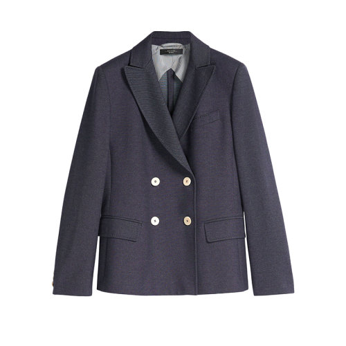 MaxMara/麦丝玛拉 22年早春新款 BERGEN系列 女士蓝色棉质混纺牛仔效果西装外套夹克5911052706001