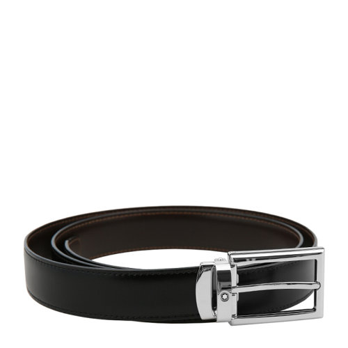 MontBlanc/万宝龙 男士时尚经典黑色棕色牛皮针扣腰带皮带 116703