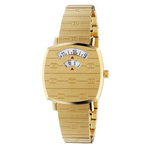 预定1-2周GUCCI/古驰Epilogue系列 女士黄金PVD表壳和手链 蓝宝石水晶镜面握式手表 27毫米?652728I86008740