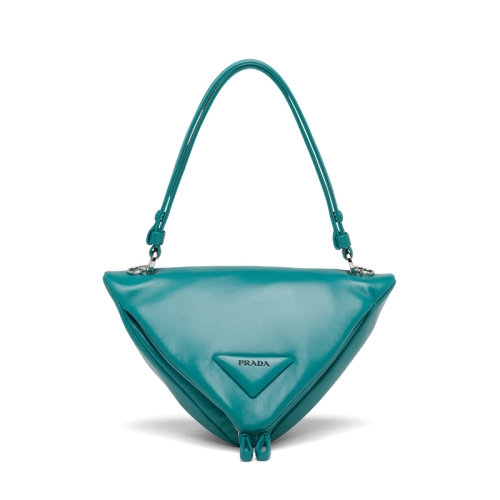 PRADA/普拉达 蓝鸭色光滑纳帕皮革 绗缝经典三角形手提单肩包1BA315_2DX8_F0363_V_OOO
