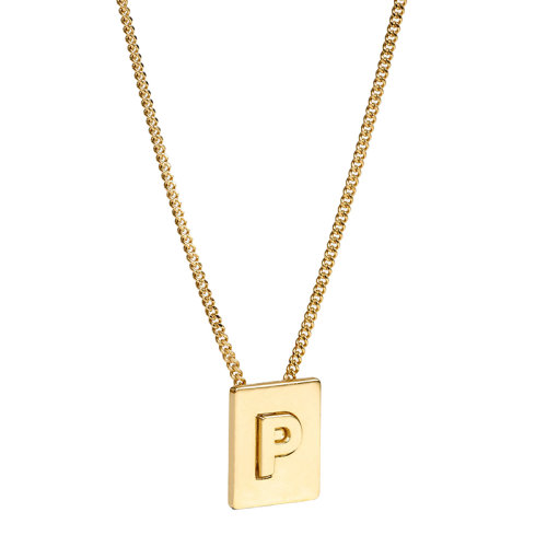 CELINE/赛琳 经典款ALPHABET系列 男女同款金色饰面黄铜字母P坠饰项链46N0P6BRA.35OR