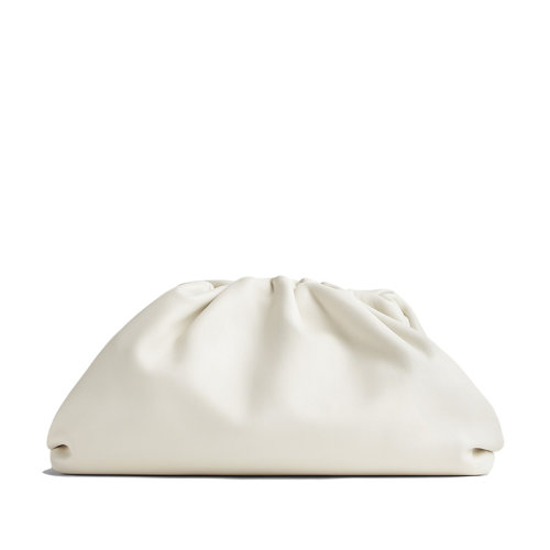 Bottega Veneta/葆蝶家 22春夏新款TEEN POUCH系列 女士白色小牛皮单隔层手拿云朵包690238V1BW09009