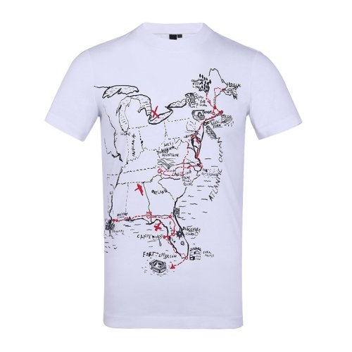 Alexander McQueen 亚历山大·麦昆  男装 服饰 手绘地图图案纯棉圆领男士短袖T恤