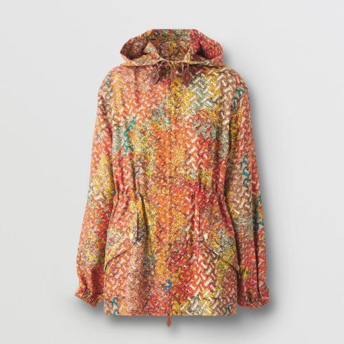  BURBERRY 22年秋冬 女士 专属标识地图印花丝质连帽风雪大衣 80554421