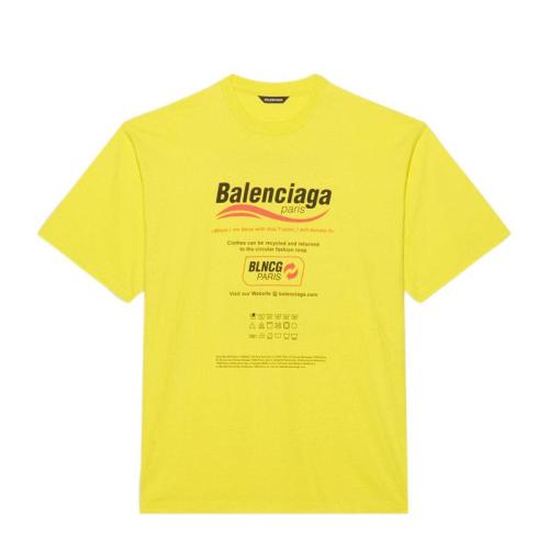 Balenciaga/巴黎世家 男士黄色棉质短袖T恤 651795 TKVF8 7175
