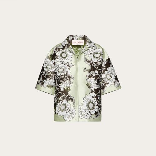  VALENTINO华伦天奴 22年秋冬 女士 短袖T恤 VESTE EN BROCART STREET FLOWERS DAISYLAND XB0CE