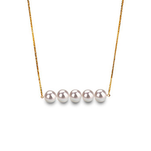 zhuella/珠艾乐 日本akoya海水珠项链吊坠 18K金肖邦链