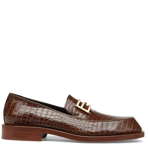 FENDI/芬迪 2021年秋冬新款 男士棕色鳄鱼纹印花皮革乐福鞋7D1439TC3F0QD5