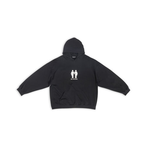 Balenciaga/巴黎世家 22年秋冬新款 PRIDE 22系列 男女同款黑色纯棉图案印花宽松连帽衫卫衣651799TMVO31070