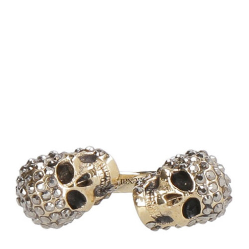 Alexander McQueen/亚历山大麦昆  开口戒 时尚 个性 钻饰骷髅头 女士时尚金色戒指/指环 582711J160K1535  HKY210303