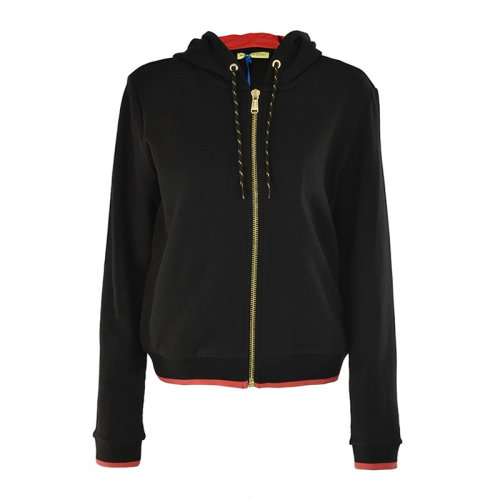 VERSACE JEANS/范思哲牛仔 女士拼色棉质经典字母徽标印花装饰拉链开合长袖上衣外套连帽衫运动衫 B6HTA788-6604 多色可选