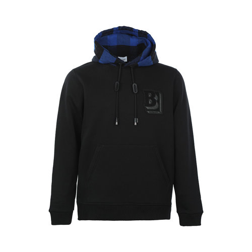 BURBERRY/博柏利 男士黑色棉质混纺聚酯纤维长袖卫衣连帽衫 8049955