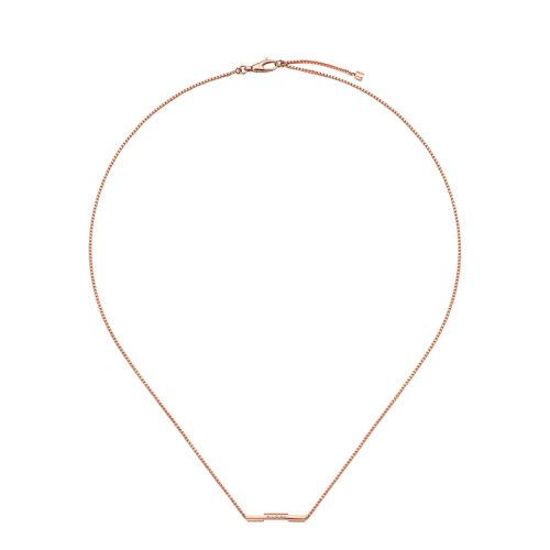 GUCCI/古驰 Link to Love系列 18k金玫瑰金Gucci铭文条形吊坠项链662108J85005702