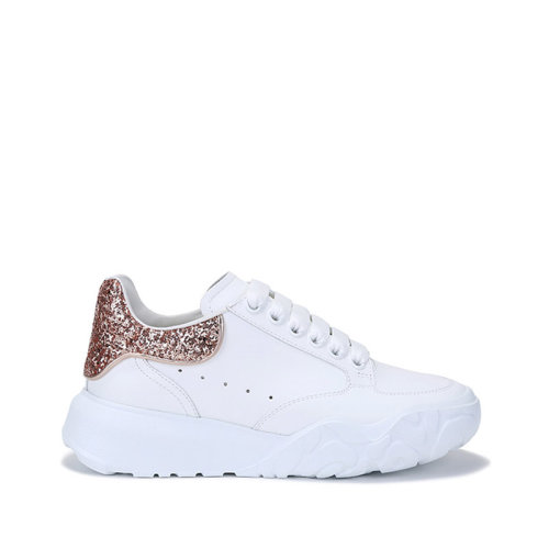 Alexander McQueen/亚历山大麦昆 女士皮革系带休闲运动鞋小白鞋 657566 WIA92