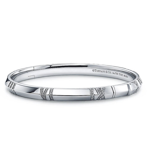 Tiffany & Co./蒂芙尼  Atlas X系列 18K金白金镶有100颗圆形明亮式切割钻石手镯GRP11687