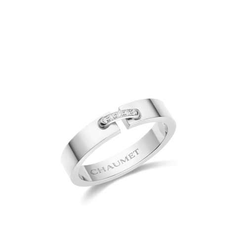 Chaumet/尚美 经典 ALLIANCE LIENS éVIDENCE系列 18k金白金钻石结婚戒指 080315