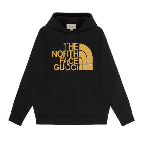 GUCCI/古驰      The North Face联名系列 男士黑色纯毛毡针织棉连帽卫衣?651724XJDCM1131