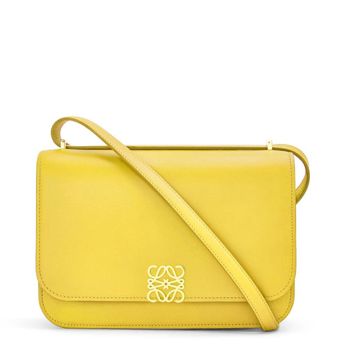 LOEWE/罗意威 20  Goya系列 女士黄色真丝小牛皮金属徽标磁扣单肩斜挎包0010594273